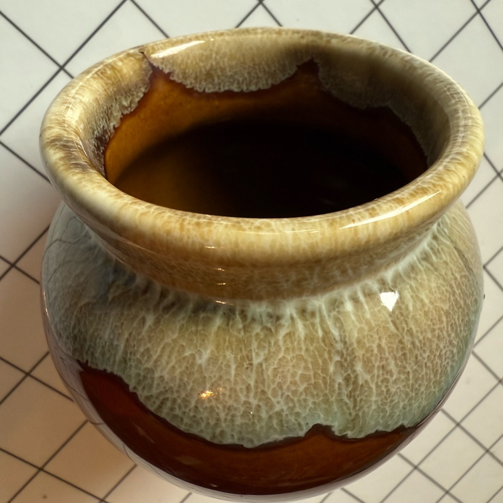 Brown Drip Glaze Small Planter or Vase